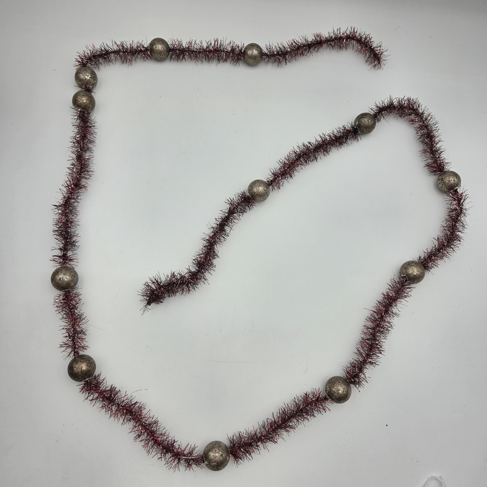 Vintage Bethany Lowe Christmas Tinsel Garland Glass Beads 70" Long